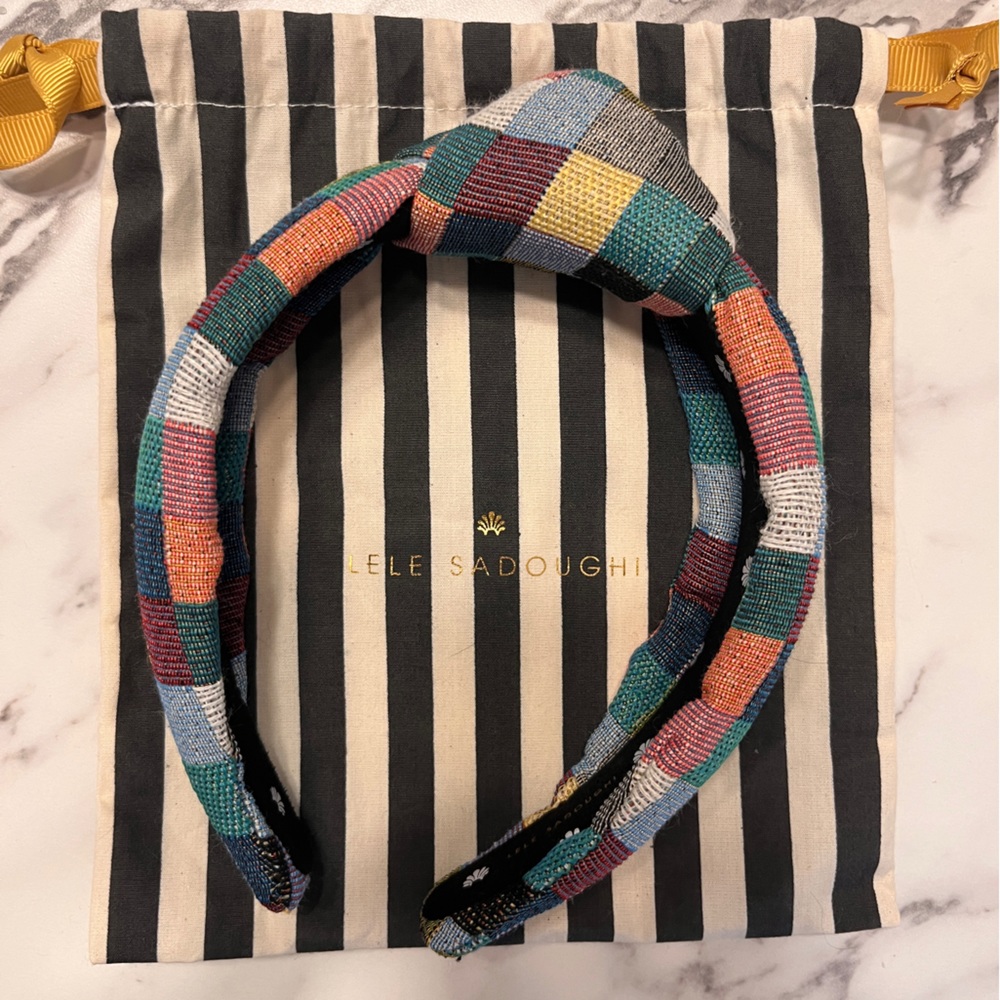 Lelesadoughi checkered colorful knotted headband